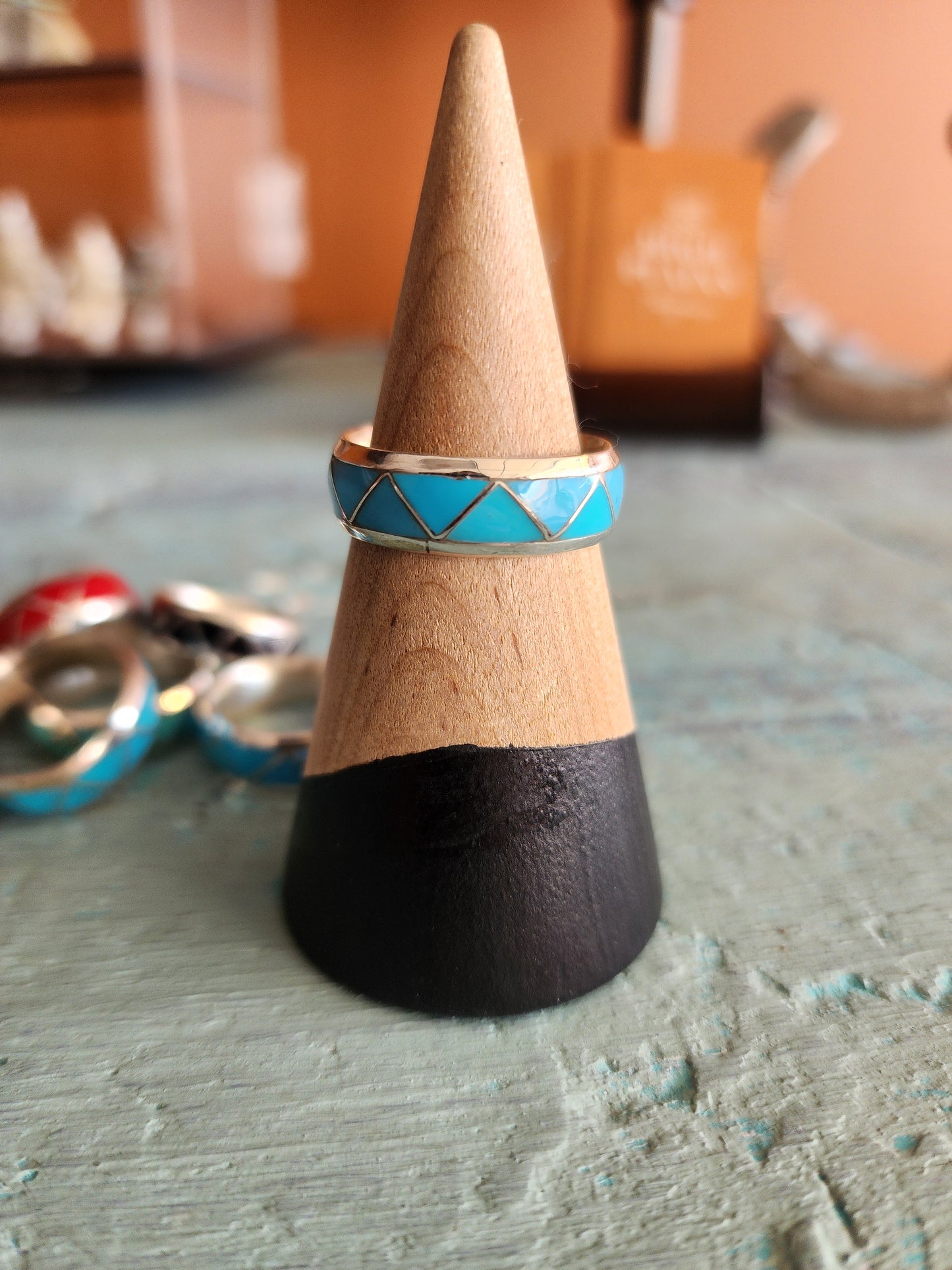 Navajo made Sterling Silver Inlay Ring