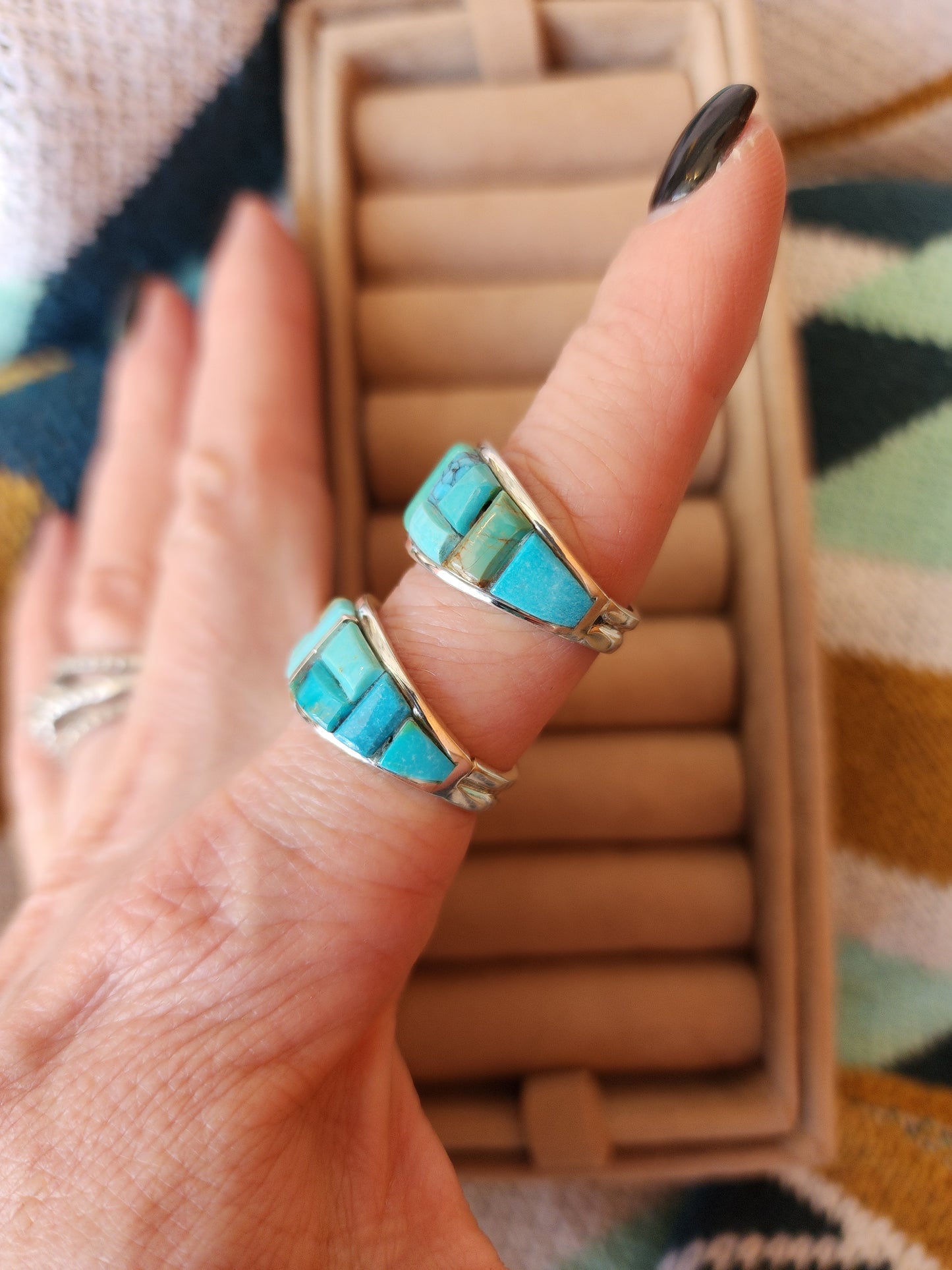 Edison Yazzie Multi Turquoise Cobblestone Ring