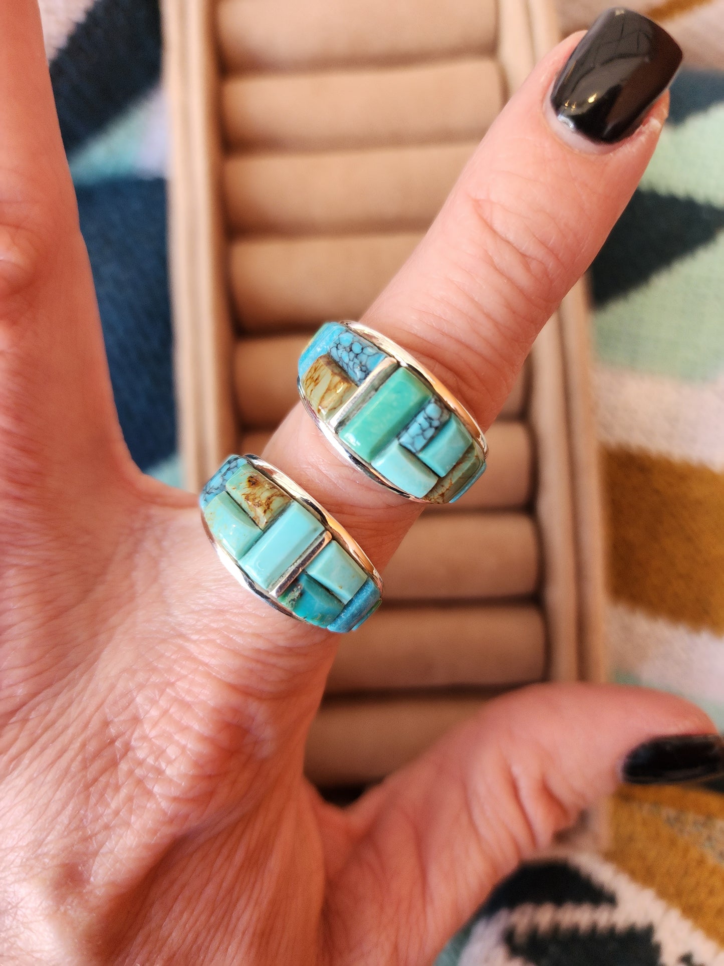 Edison Yazzie Multi Turquoise Cobblestone Ring