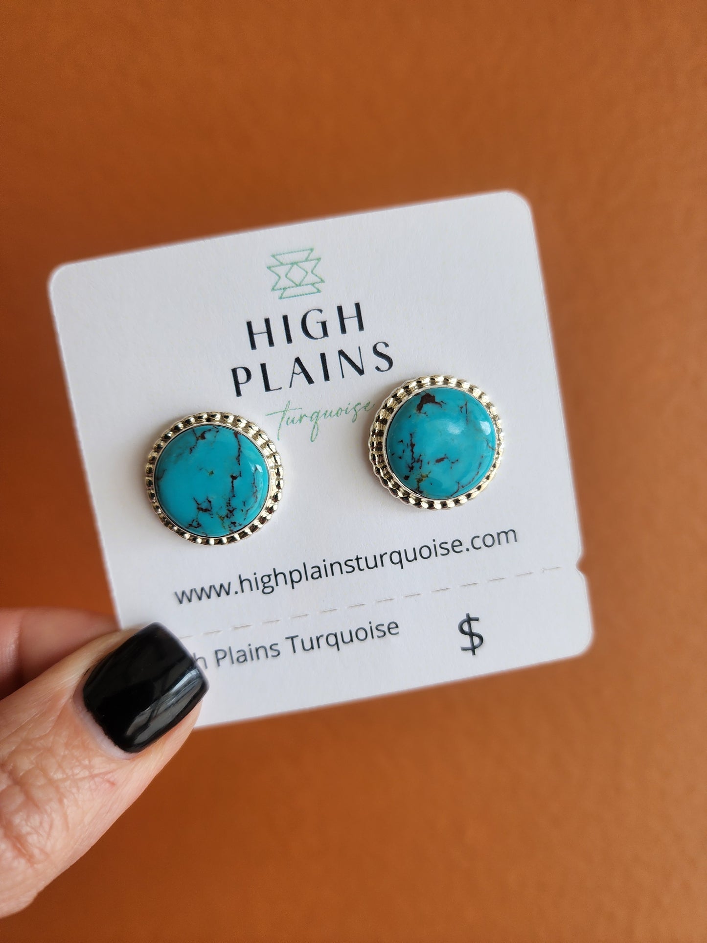 Nikoli Ashley Redskin Turquoise Stud Earrings