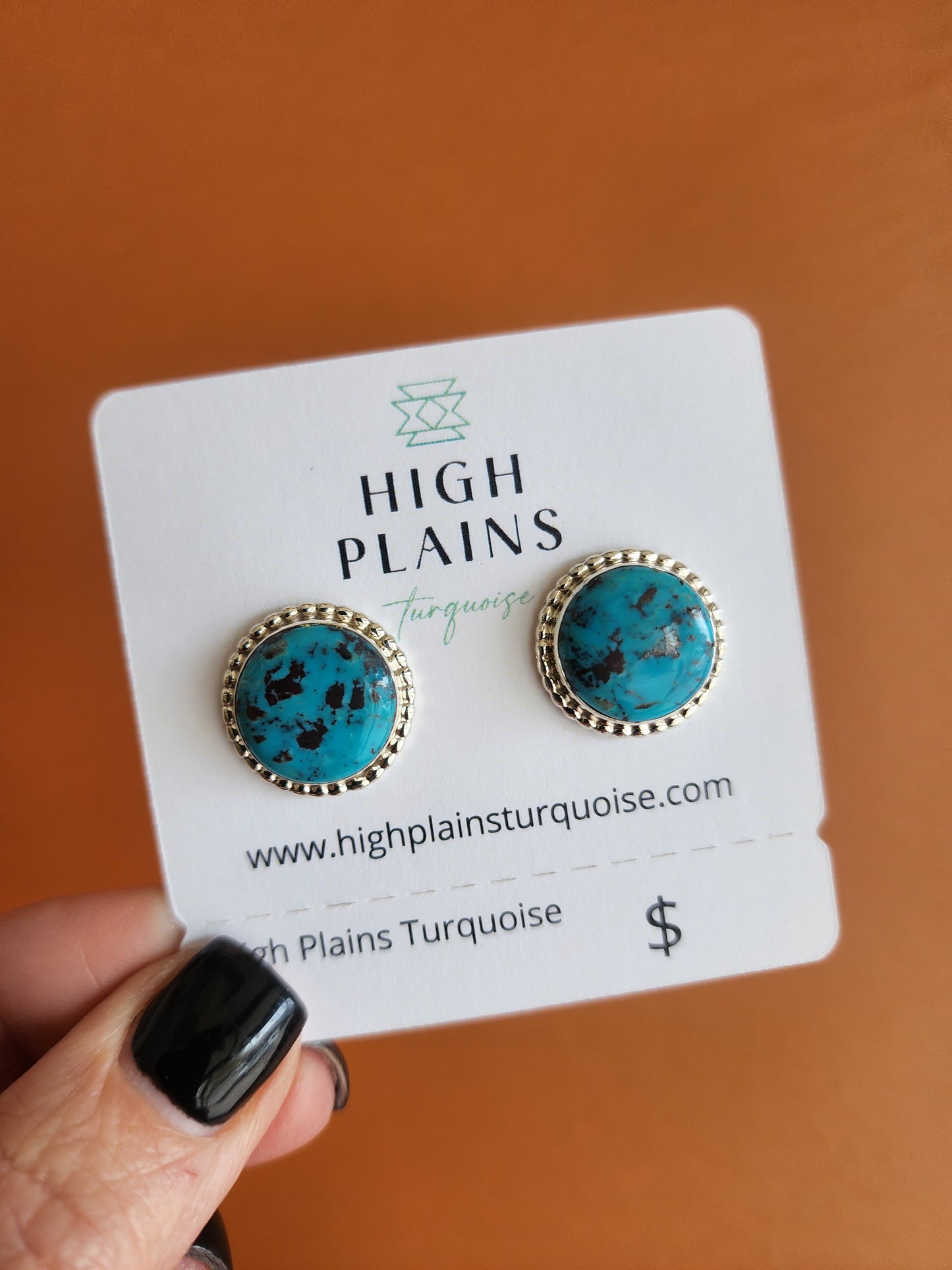 Nikoli Ashley Redskin Turquoise Stud Earrings