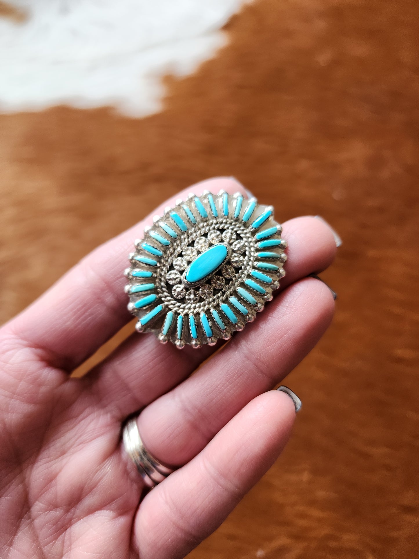 Zuni Turquoise Needlepoint Hair Barrette