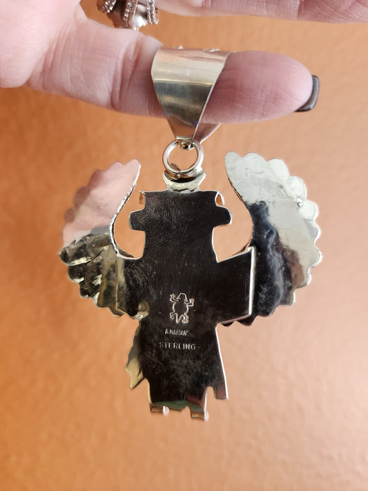 Sterling Silver Eagle Dancer Pendant with Kingman Turquoise accent