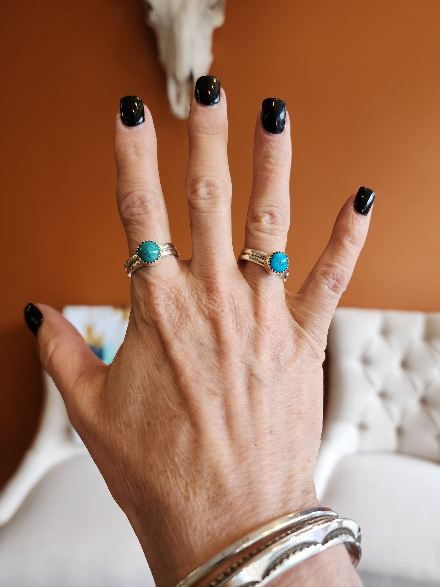 Kingman Turquoise Double Band Ring