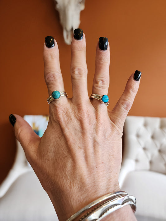 Kingman Turquoise Double Band Ring