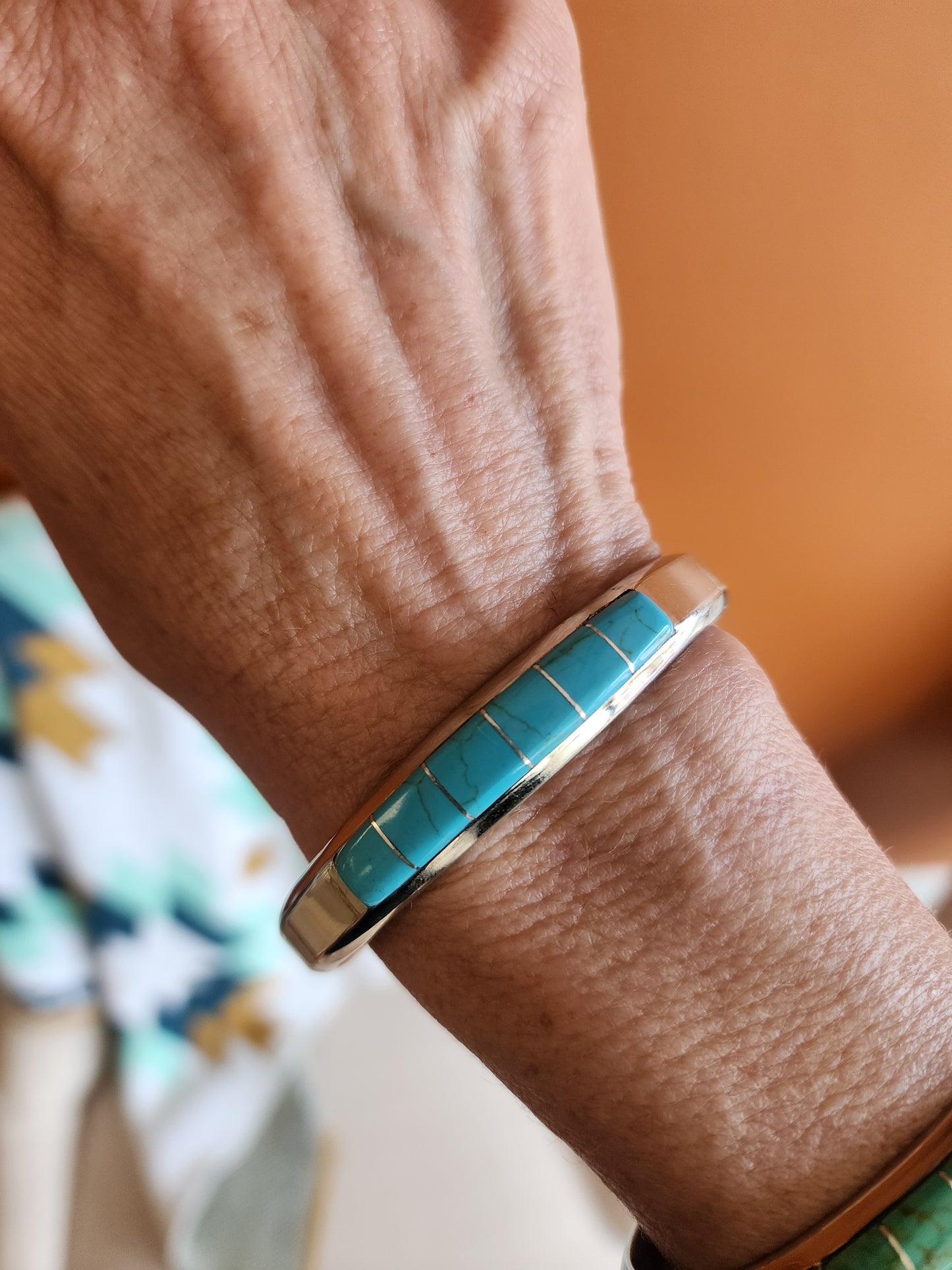 Kingman Turquoise Inlay Cuff Bracelet (styles vary)