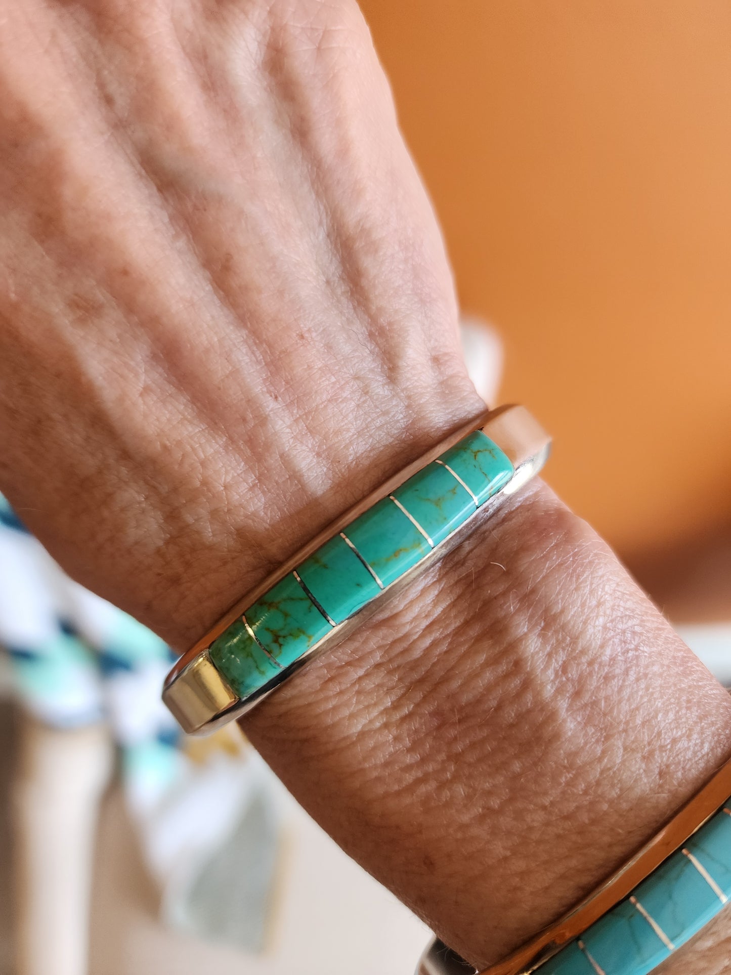 Kingman Turquoise Inlay Cuff Bracelet (styles vary)