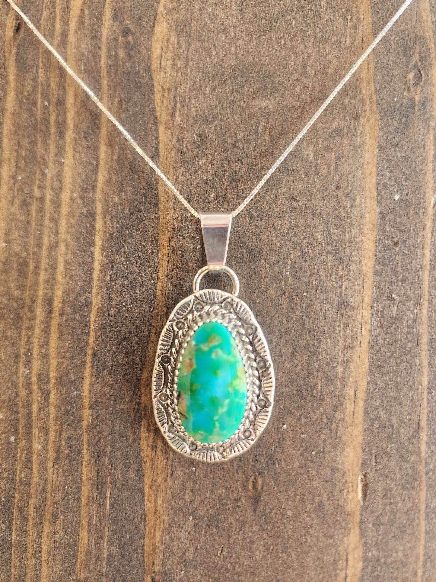 Navajo Sonoran Gold Turquoise Pendant Necklace - 18"