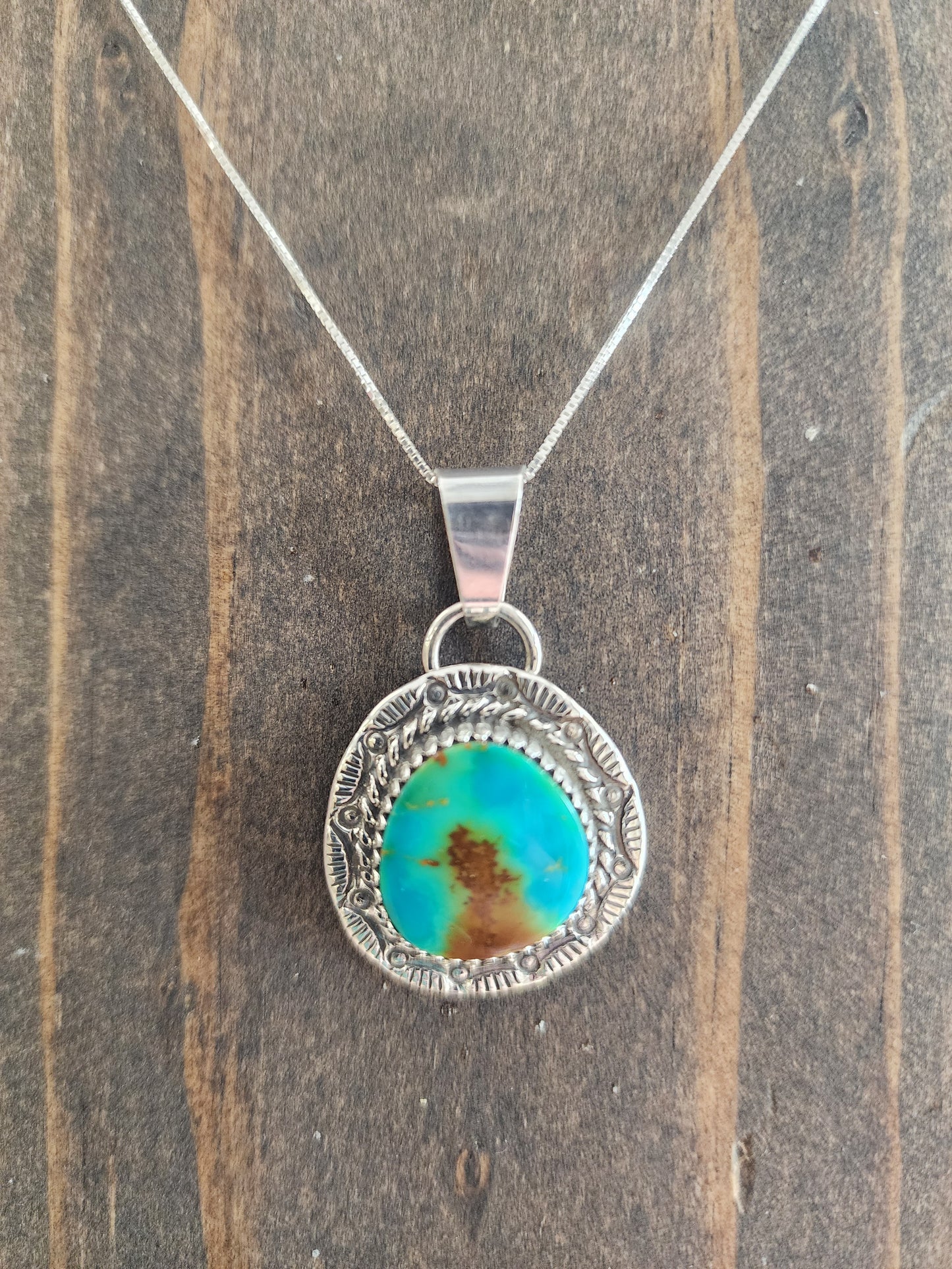 Navajo Sonoran Gold Turquoise Pendant Necklace - 18"