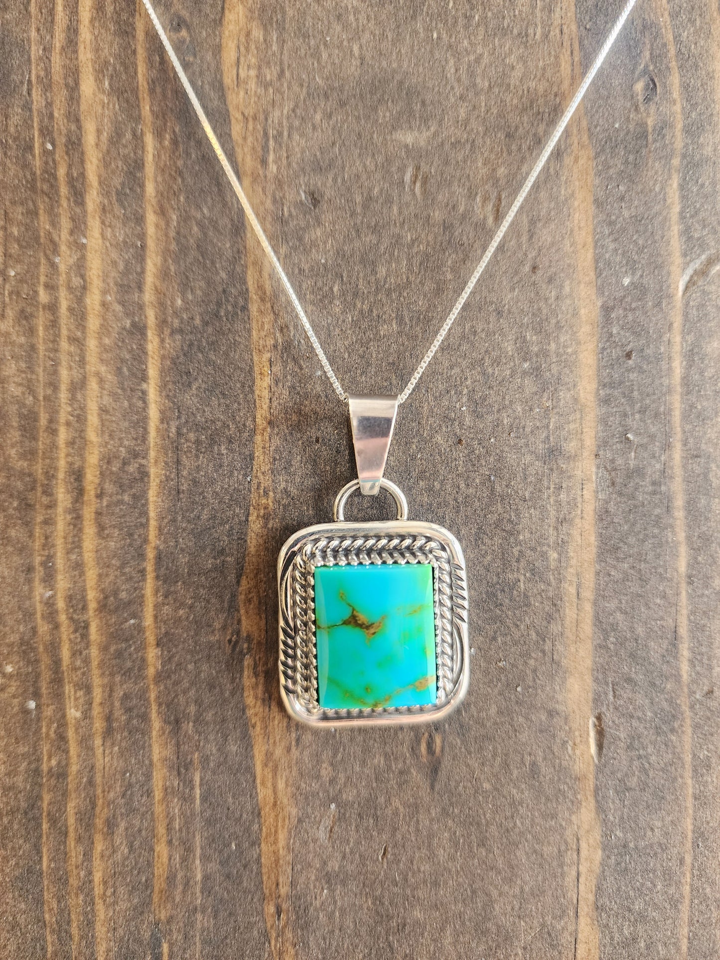 Navajo Sonoran Gold Turquoise Pendant Necklace - 18"