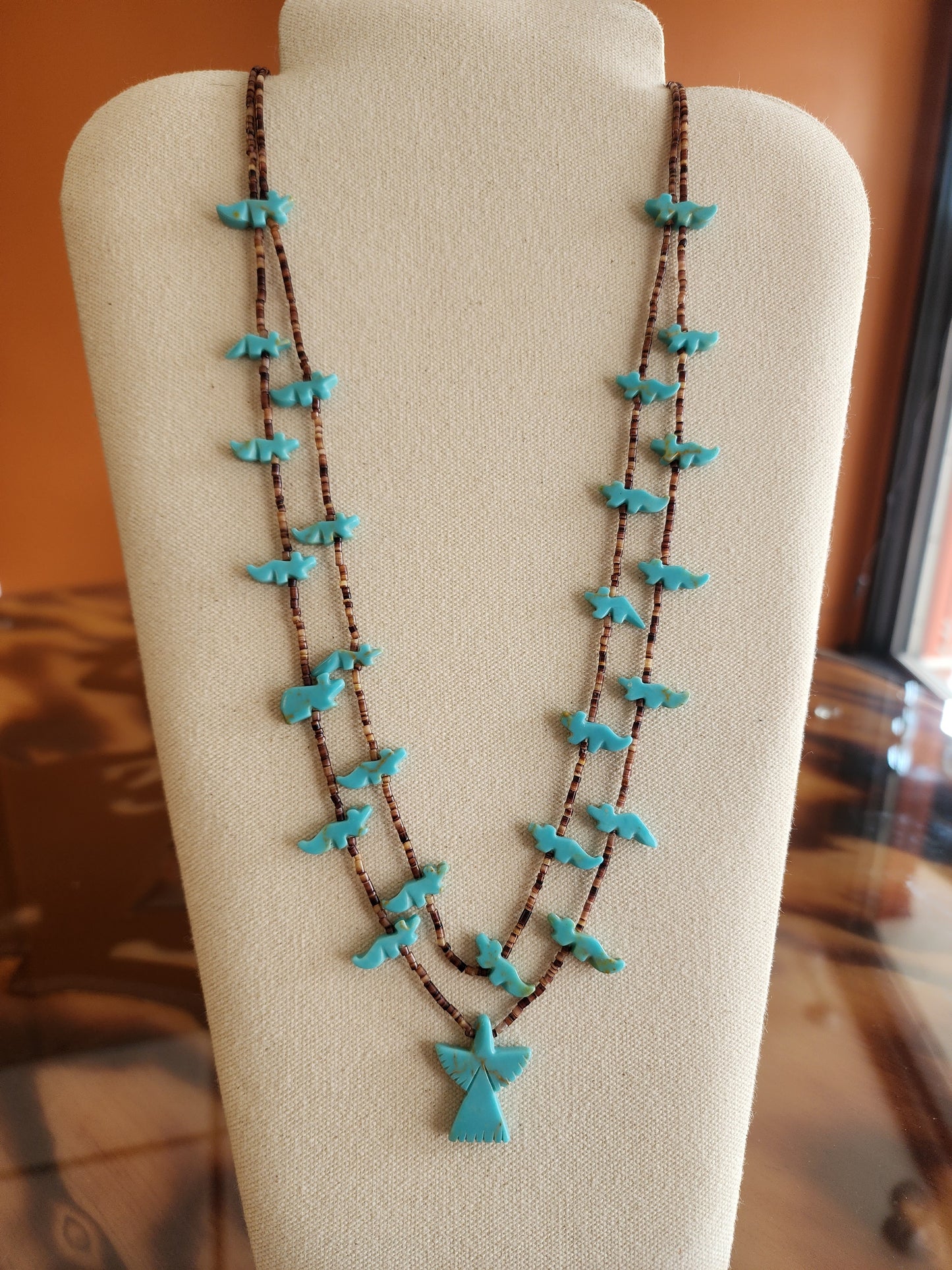 Two-Strand Turquoise Fetish Necklace - 26"