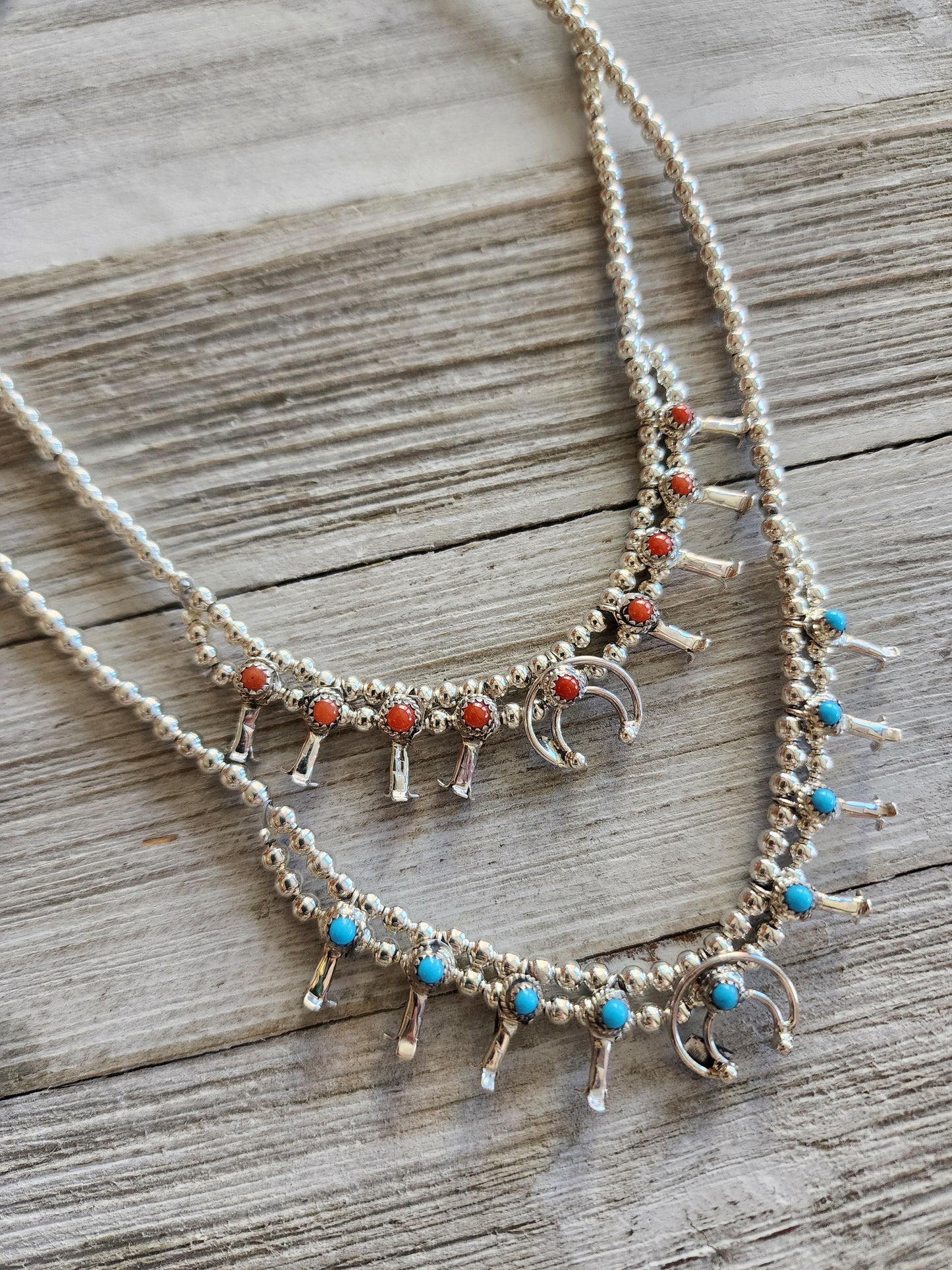 Petite Squash Blossom Necklace - Turquoise or Coral