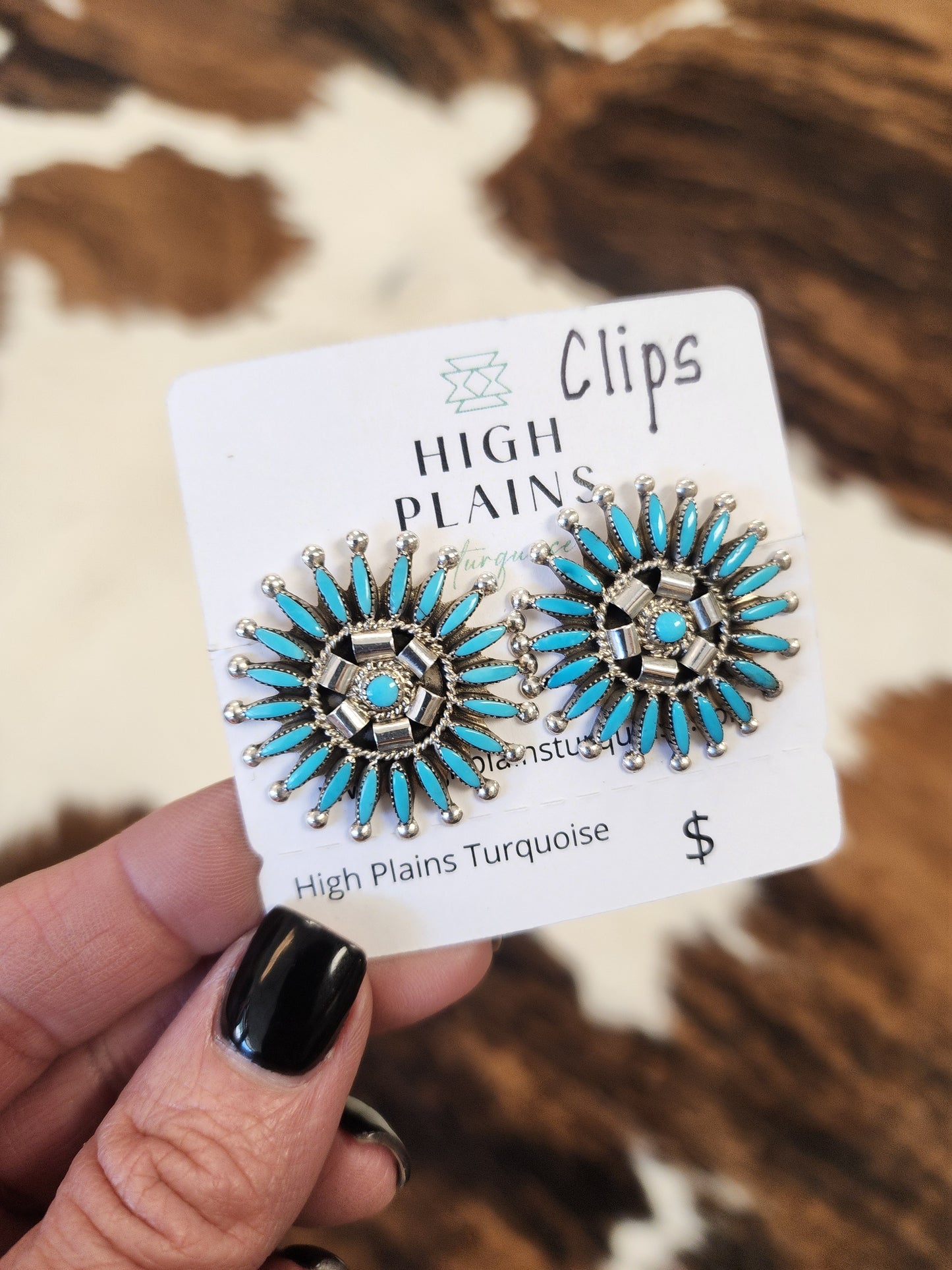 Zuni Sleeping Beauty Turquoise Clip-on Earrings