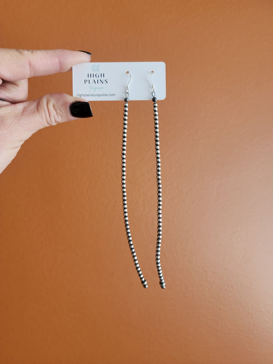 Long Sterling Silver Beaded Earrings