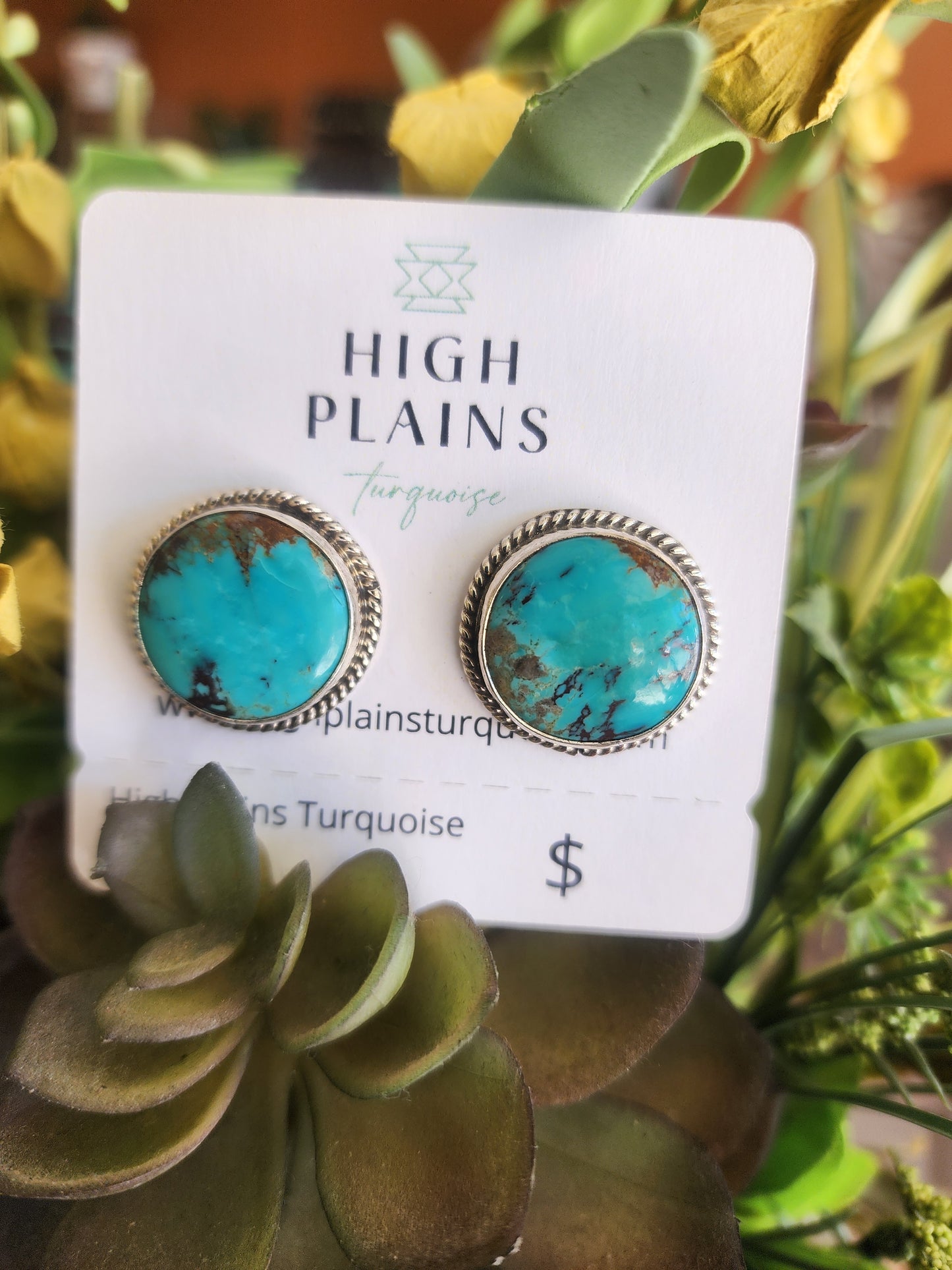 Large Kingman Turquoise Circular Studs