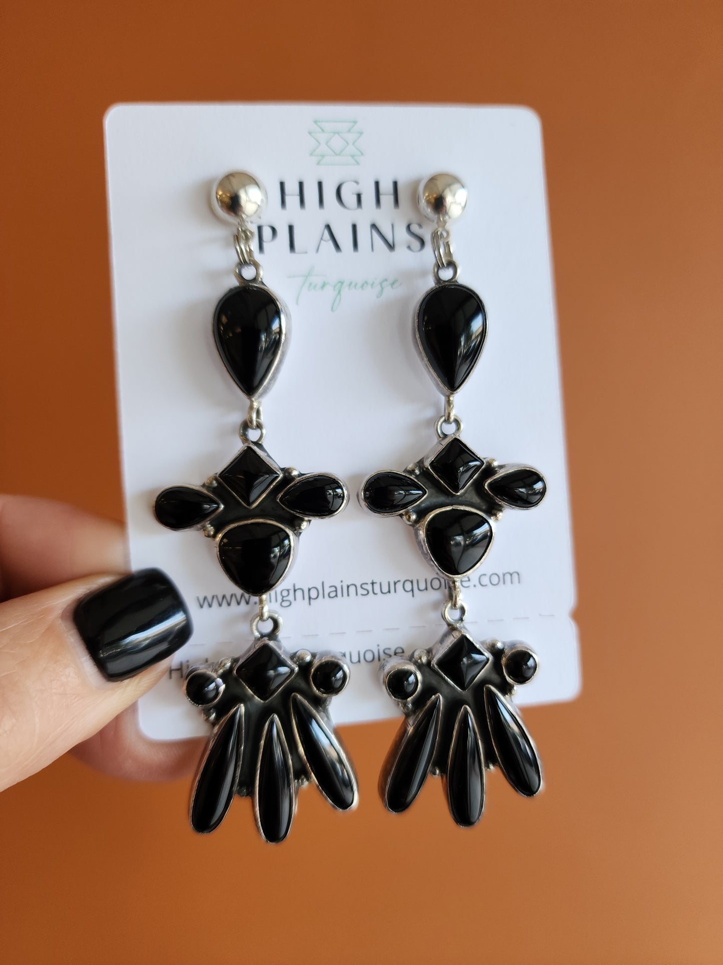 Emma Lincoln Black Onyx Cluster Statement Earrings