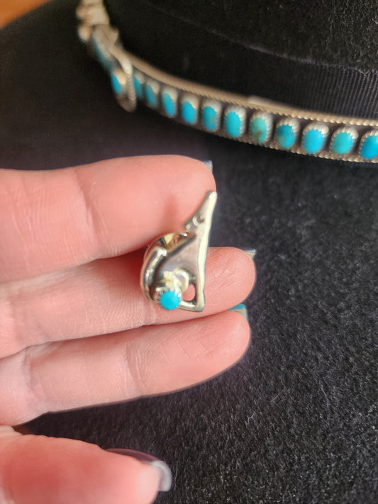 Navajo Sterling Silver Coyote Pin w/Turquoise accent