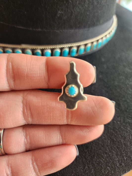 Navajo Sterling Silver Arrowhead Pin w/Turquoise accent