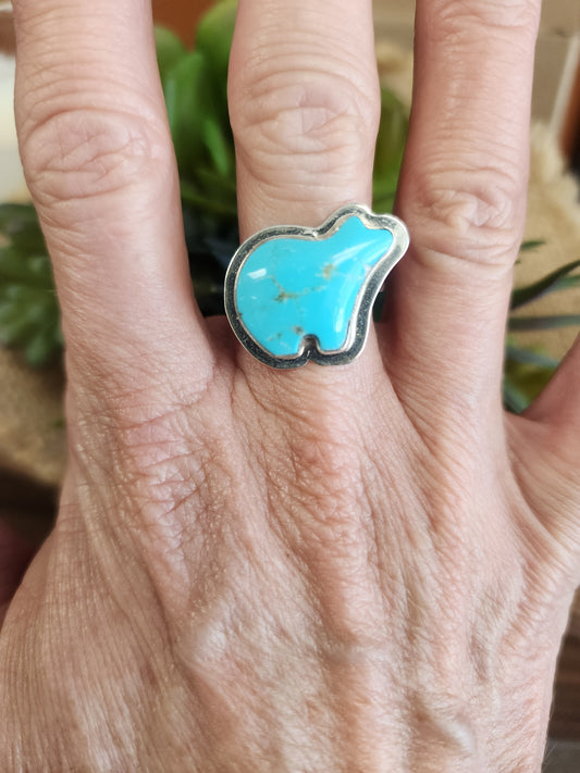 Kingman Turquoise Bear Ring