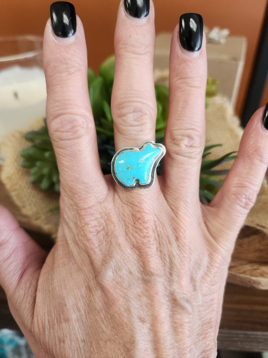 Kingman Turquoise Bear Ring