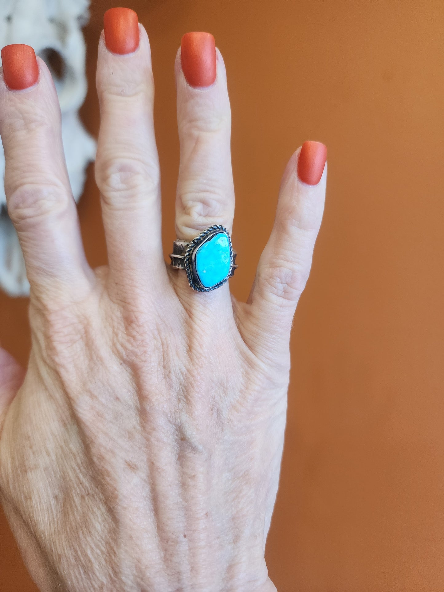 Kingman Turquoise Tufa Cast Ring