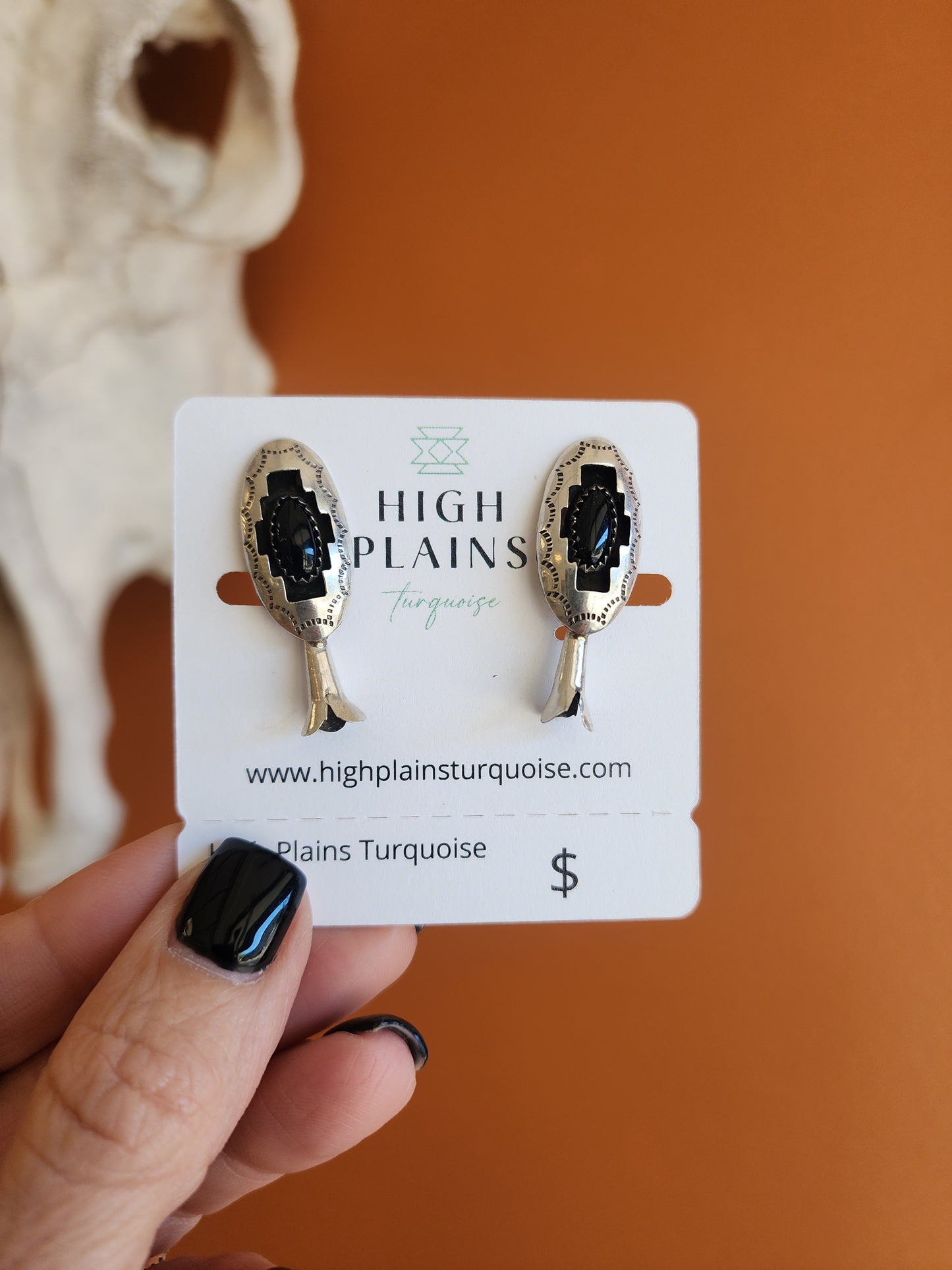 Sterling & Black Onyx Shadowbox Clip-on Earrings