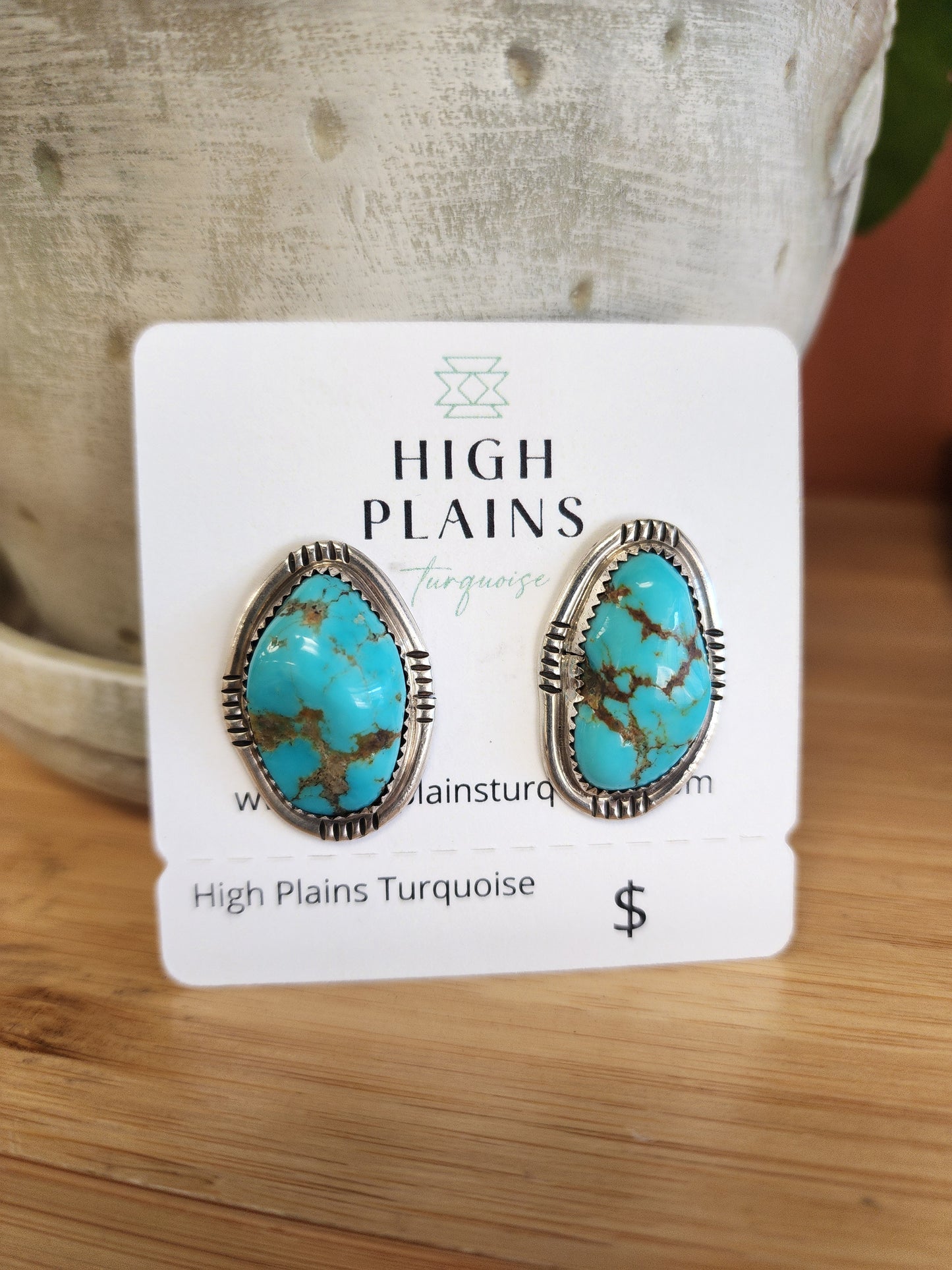 Kingman Turquoise Post Back Earrings