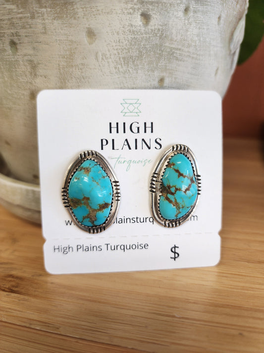 Kingman Turquoise Post Back Earrings