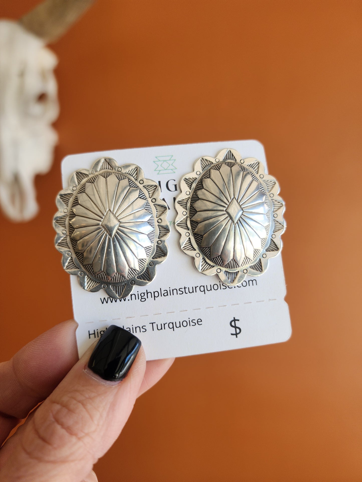 High Shine Sterling Silver Concho Clip-on Earrings