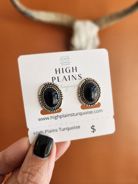 Black Onyx Clip-On Earrings