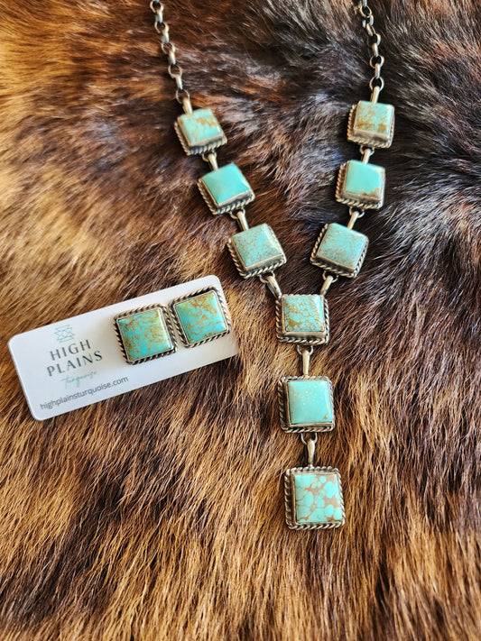 #8 Turquoise Lariat Necklace & Earring Set