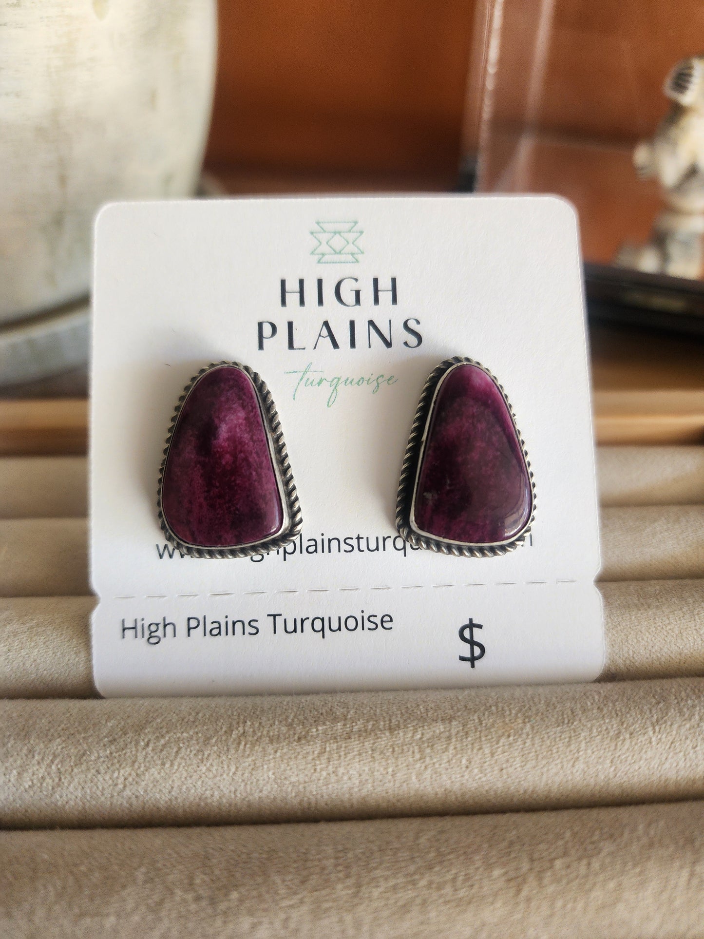 Purple Spiny Triangular Post Back Earrings