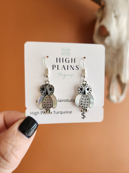 Zuni Mother of Pearl Owl Earrings