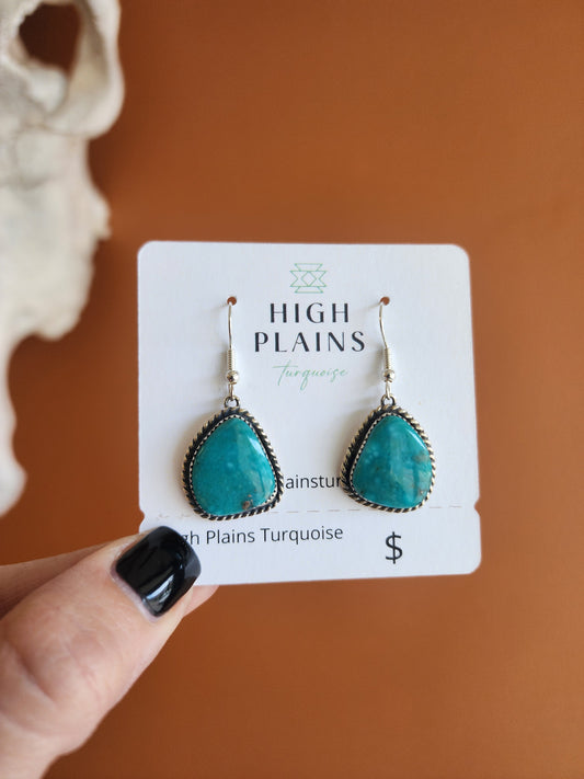 Kingman Turquoise Triangular French Wire Earrings