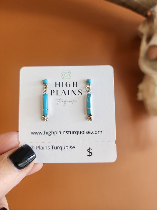 Zuni Turquoise Bar Earrings