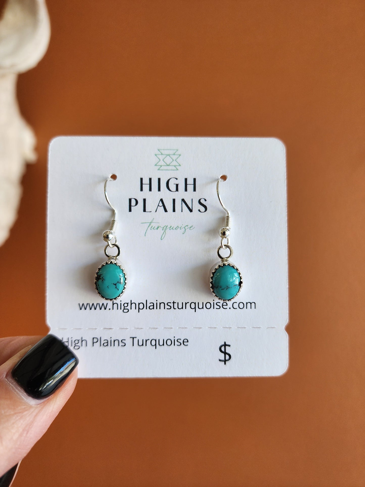 Kingman Turquoise French Wire Earrings w/Serrated Bezel