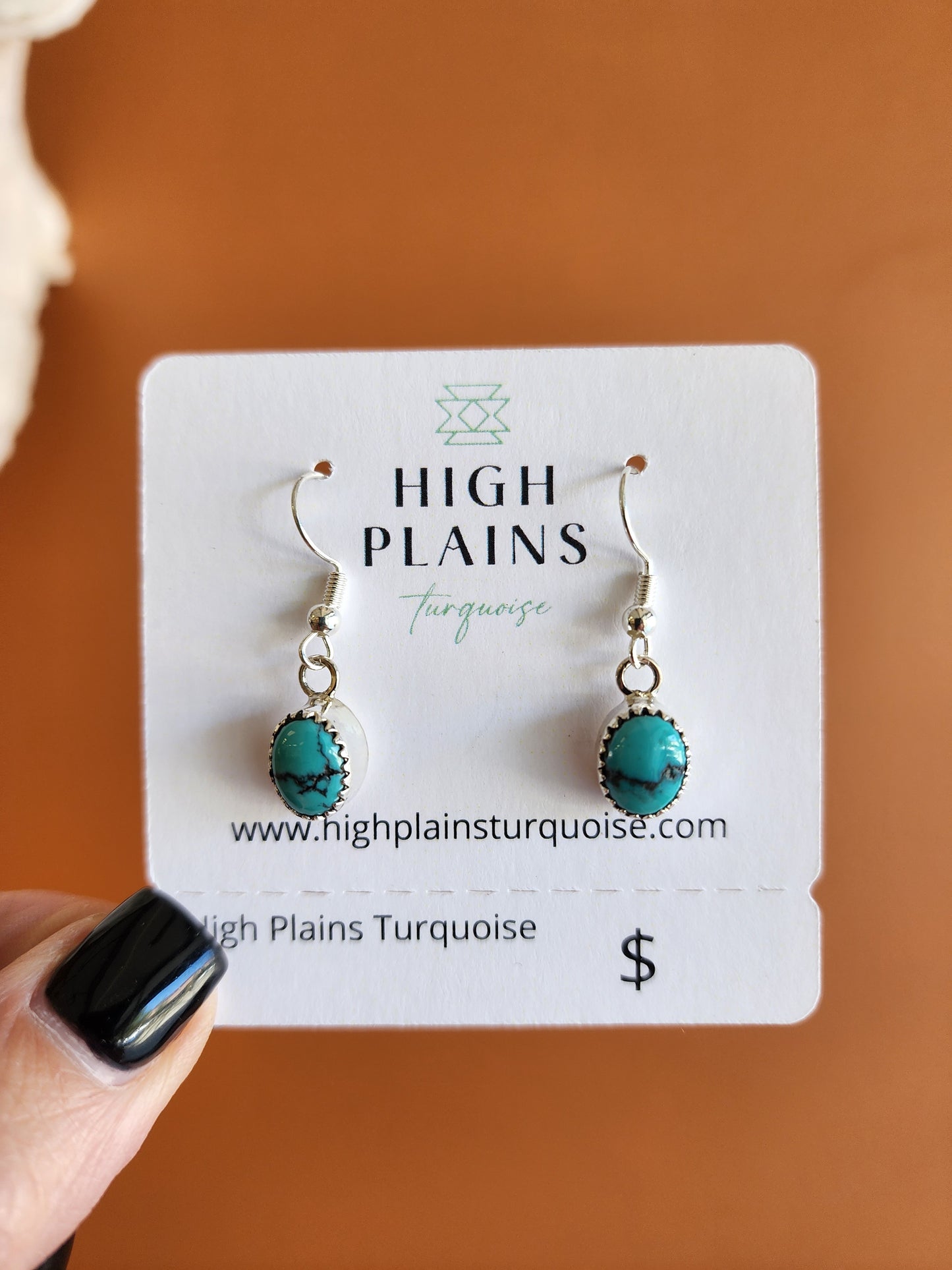 Kingman Turquoise French Wire Earrings w/Serrated Bezel