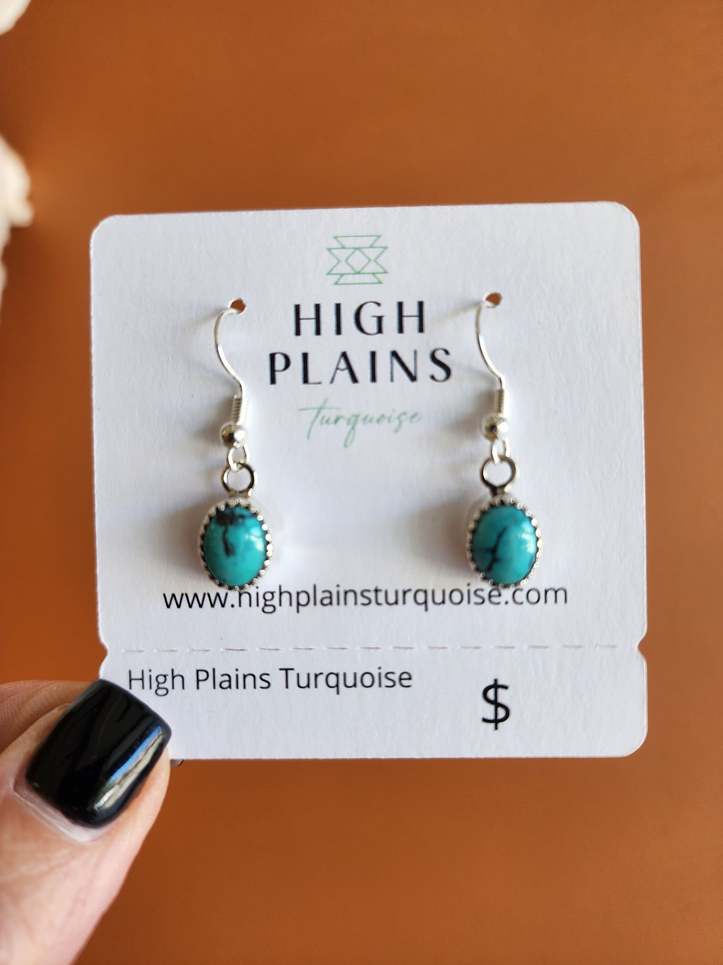 Kingman Turquoise French Wire Earrings w/Serrated Bezel