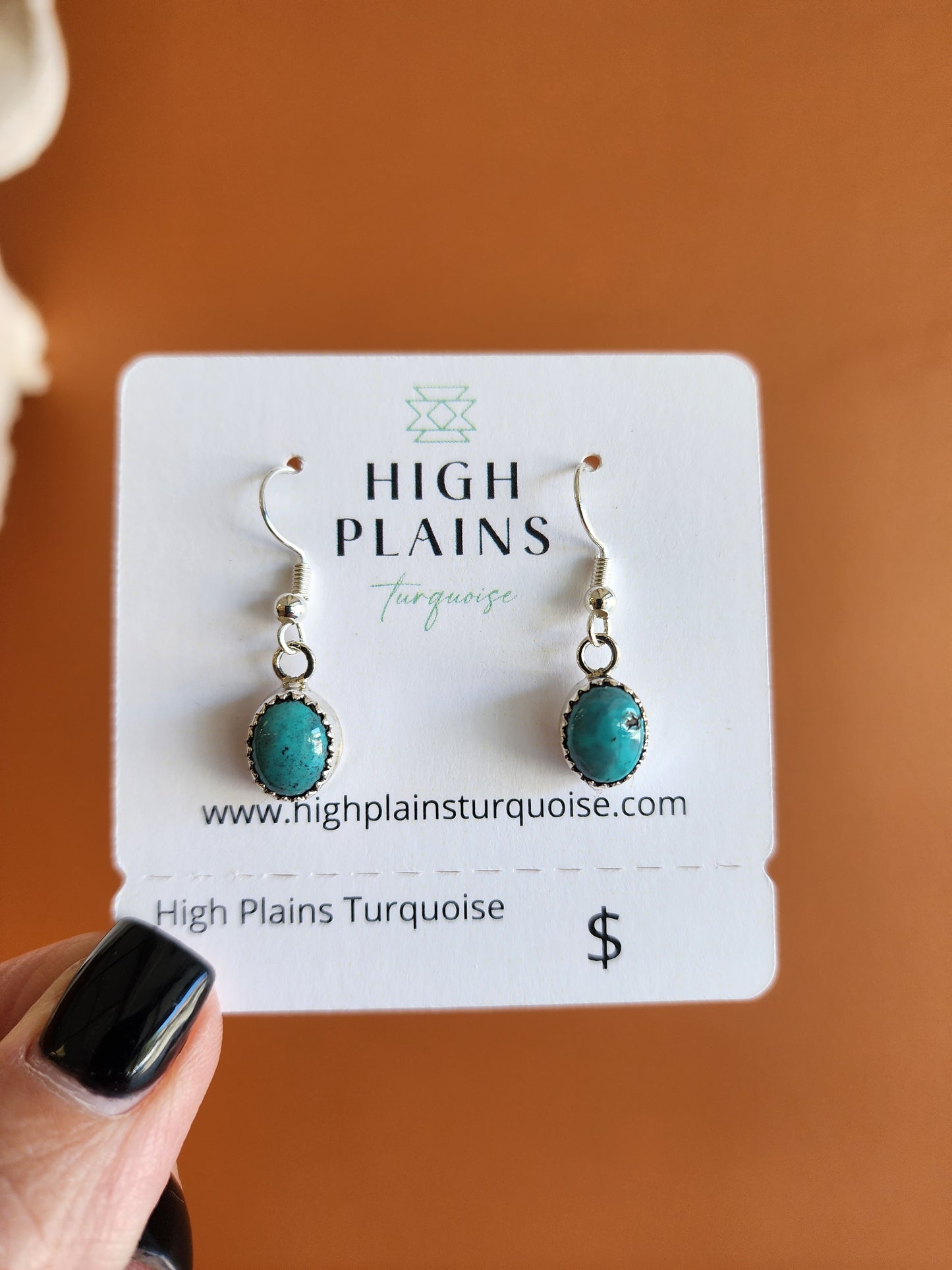 Kingman Turquoise French Wire Earrings w/Serrated Bezel