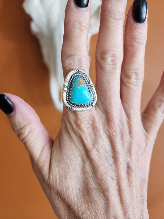 Kingman Turquoise Triangular Ring (7.5)