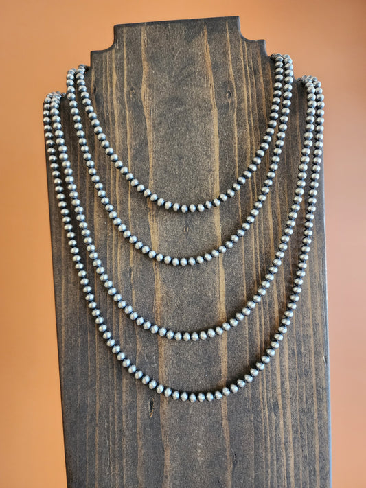 5mm Sterling Silver Round Bead Necklace with 2" extender