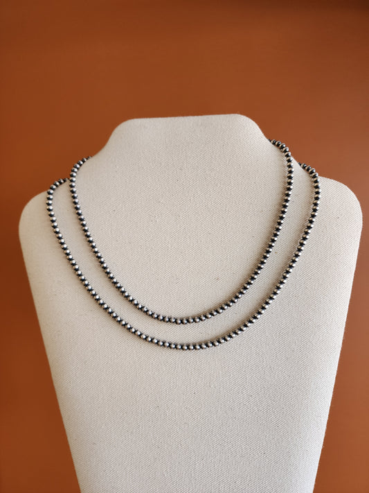 4mm Sterling Silver Beaded Necklace with 2" extender