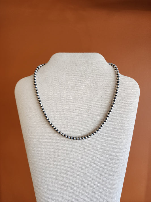 5mm High Shine Sterling Silver Beaded Necklace - 18"