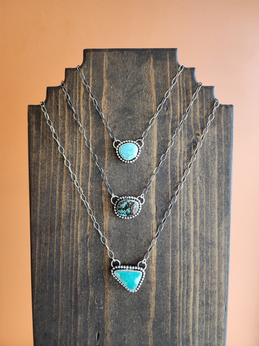 Single Stone Turquoise Pendant Necklace - 19"