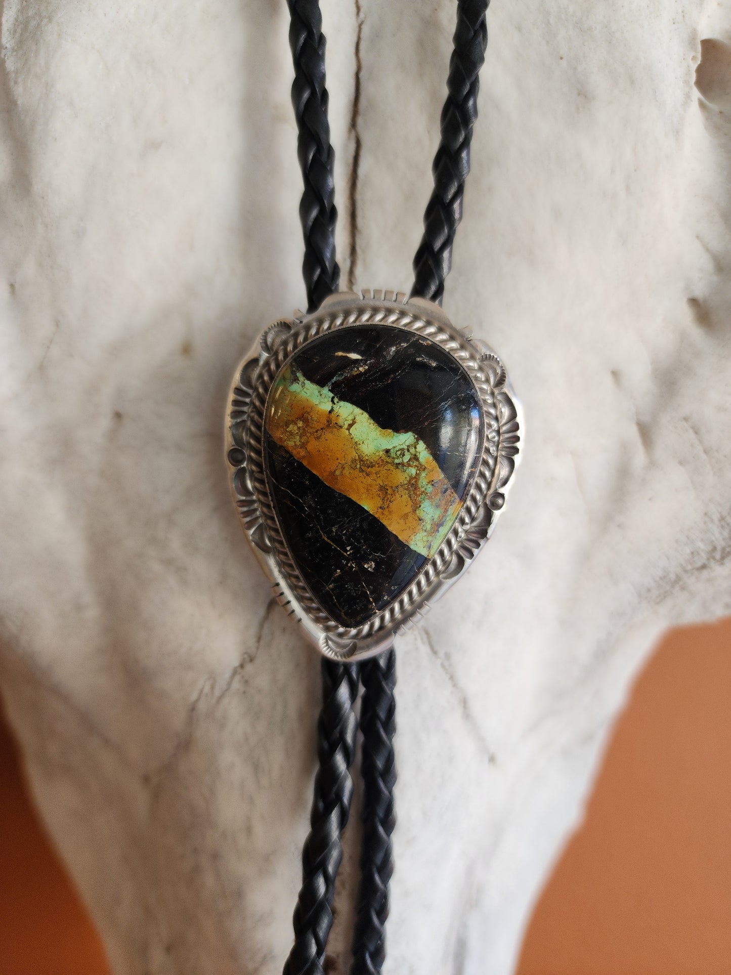 Teardrop Blackjack Turquoise Bolo Tie