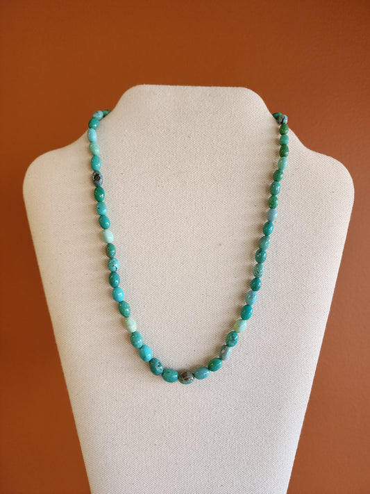 Campitos Turquoise Oval Bead Hand Strung Necklace - 20"