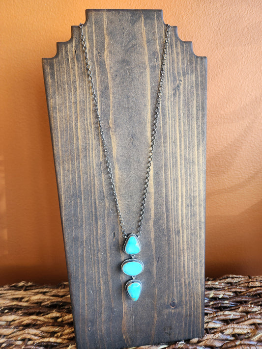 3-Stone Sonoran Gold Turquoise Necklace