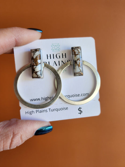 Augustine Largo Wild Horse, Bronze, & Sterling Silver Bar Hoop Earrings