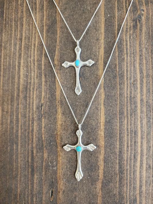 Annie Lincoln Sterling Silver Turquoise Cross Necklace -18"