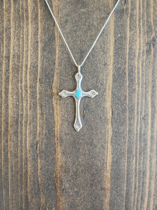 Annie Lincoln Sterling Silver Turquoise Cross Necklace -18"